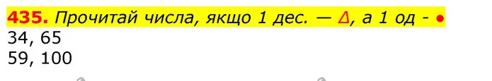 435. Прочитай числа, якщо 1 дес. — ∆, а 1 од - • — ГДЗ Математика 3 клас Лишенко (1, 2 частина)