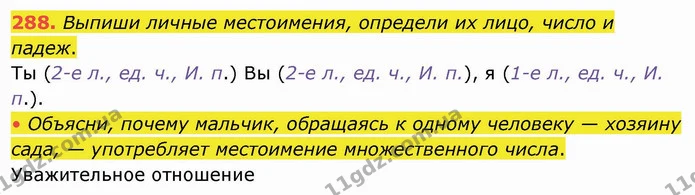 288. Выпиши личные местоимения, определи их лицо, число и падеж. — ГДЗ Русский язык и чтение 4 класс Лапшина 1 ч.
