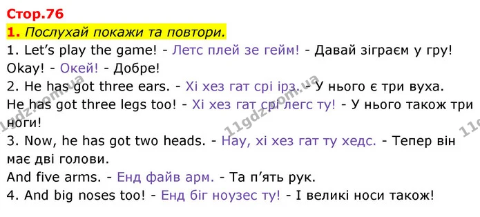 1. Послухай покажи та повтори. — Англійська мова 1 клас Мітчелл