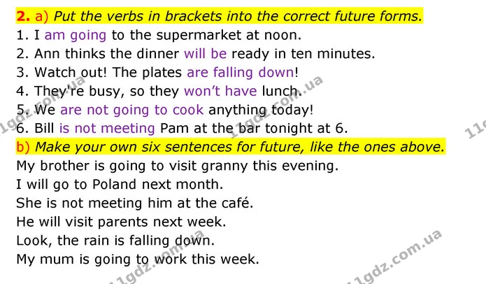 2. a) Put the verbs in brackets into the correct future forms. — ГДЗ Англійська мова 6 клас Карпюк 2023