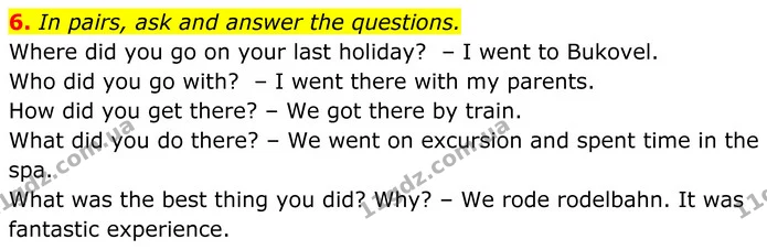 6. In pairs, ask and answer the questions. — ГДЗ Англійська мова 7 клас Коста