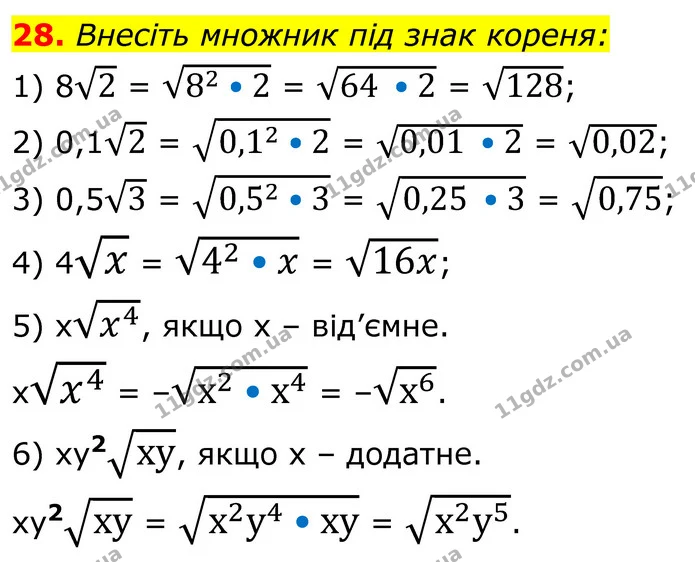 28 — ГДЗ Алгебра 8 клас Тарасенкова