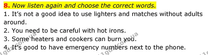 8. Now listen again and choose the correct words. — ГДЗ Англійська мова 6 клас Коста (Prepare 6)