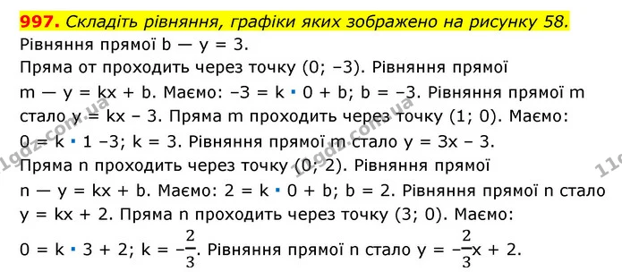 997. Складіть рівняння, графіки яких зображено на рисунку 58. — ГДЗ Алгебра 7 клас Мерзляк, Полонський 2015