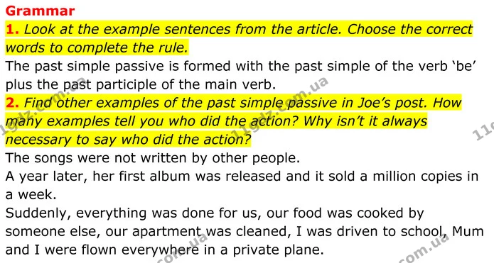 1. Look at the example sentences from the article. Choose the correct words to complete the rule. — ГДЗ Англійська мова 7 клас Коста