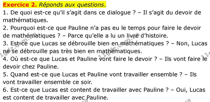 Exercice 2. Réponds aux questions. — ГДЗ Французька мова 7 клас Чумак