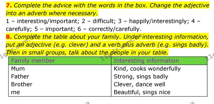 7. Complete the advice with the words in the box. Change the adjective into an adverb where necessary. — ГДЗ Англійська мова 6 клас Коста (Prepare 6)