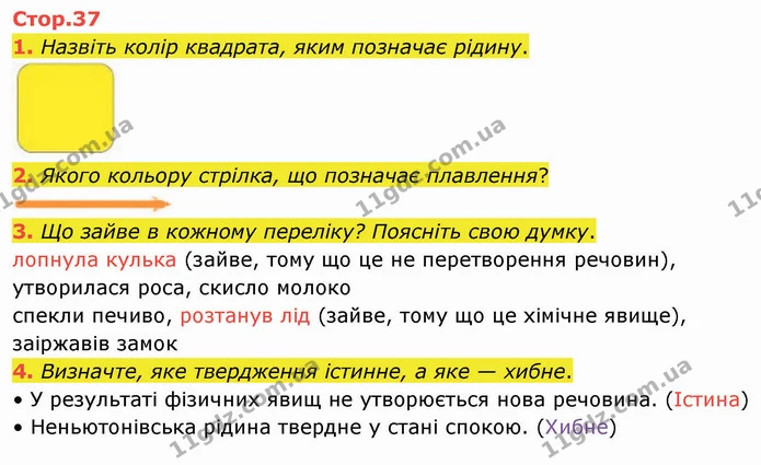 1. Назвіть колір квадрата, яким позначає рідину. — ГДЗ Я досліджую світ 4 клас Воронцова 1-2 ч.