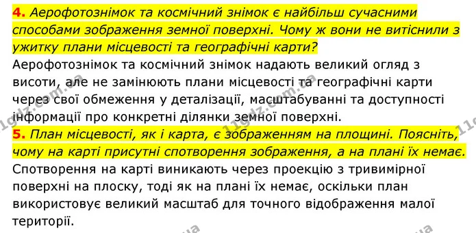 4. Аерофотознімок та космічний знімок є найбільш сучасними способами зображення земної поверхні. Чому ж вони не витіснили з ужитку — ГДЗ Географія 6 клас Кобернік (2023)