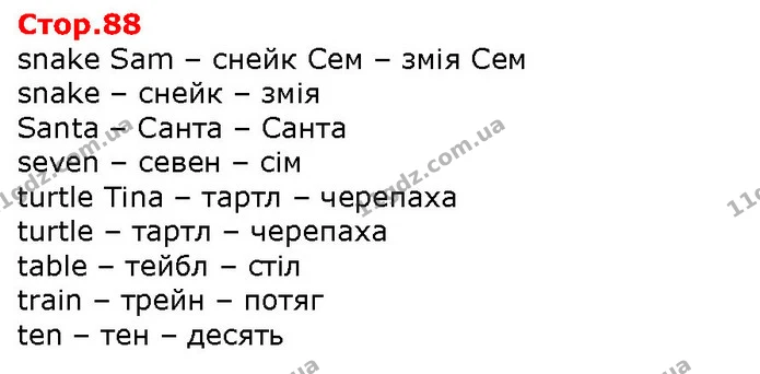 snake Sam – снейк Сем – змія Сем — Решебник English 1 клас Карпюк 2018
