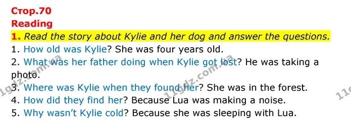 1. Read the story about Kylie and her dog and answer the questions. — ГДЗ робочий зошит Англійська мова 6 клас Prepare