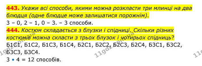 443. Укажи всі способи, якими можна розкласти три млинці на два блюдця (одне блюдце може залишатися порожнім). — ГДЗ Математика 5 клас Бевз