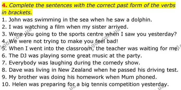 4. Complete the sentences with the correct past form of the verbs — ГДЗ робочий зошит Англійська мова 8 клас Гарет Джонс 2025