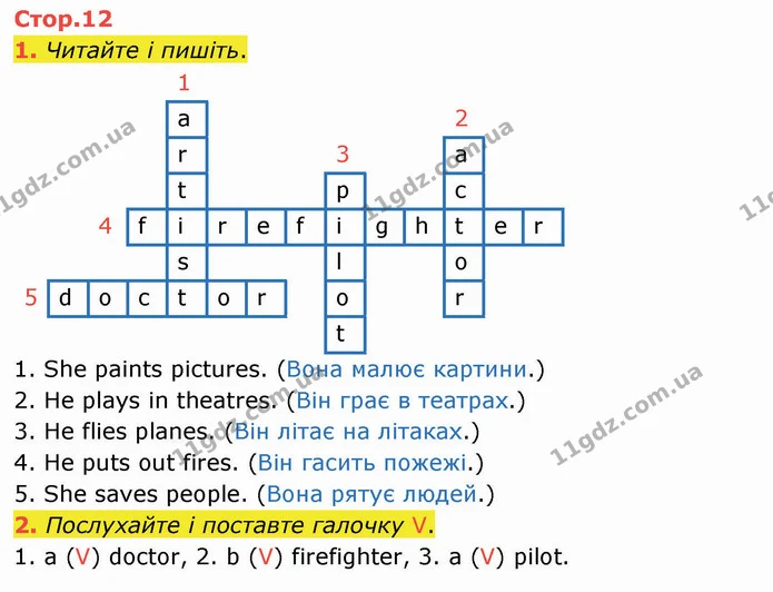 1. Читайте і пишіть. — ГДЗ Робочий зошит Англійська мова 3 клас Мітчелл