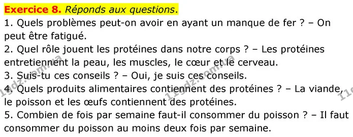 Exercice 8. Réponds aux questions. — ГДЗ Французька мова 7 клас Чумак