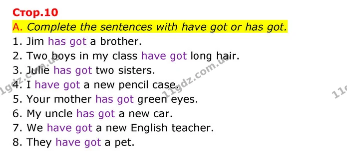 A. Complete the sentences with have got or has got. — ГДЗ Зошит граматика Англійська мова Мітчелл