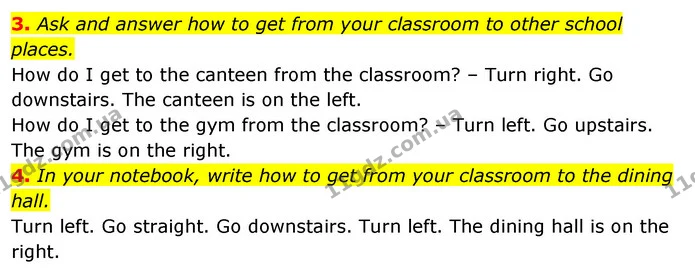 3. Ask and answer how to get from your classroom to other school places. — ГДЗ Англійська мова 4 клас Пухта