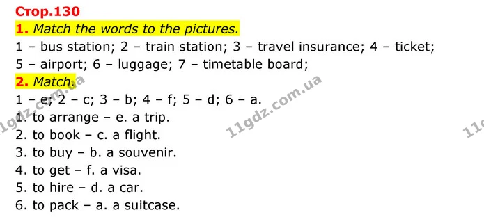 1. Match the words to the pictures. — ГДЗ Англійська мова 6 клас Карпюк 2023