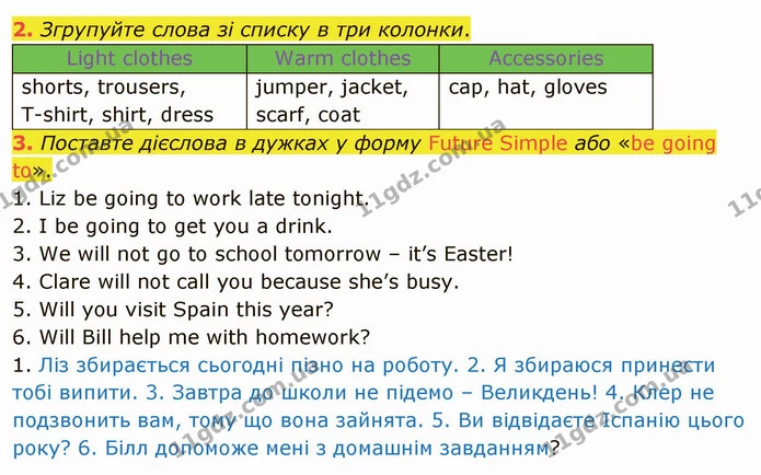 2. Згрупуйте слова зі списку в три колонки. — ГДЗ Англійська мова 5 клас Карпюк 2022