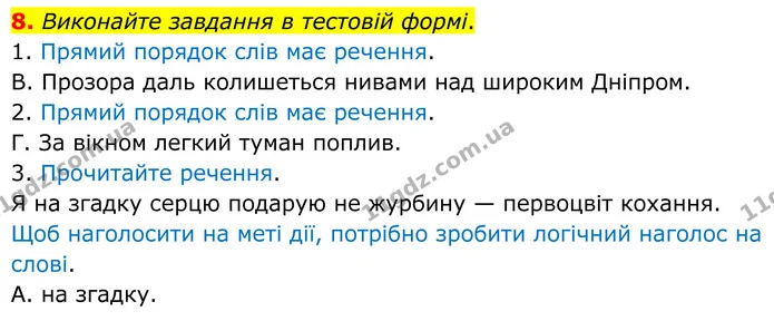 8. Виконайте завдання в тестовій формі. — ГДЗ Українська мова 8 клас Авраменко