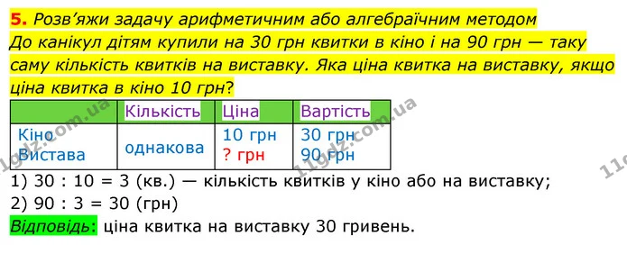 5. Розв’яжи задачу арифметичним або алгебраїчним методом — ГДЗ Математика 3 клас Скворцова 1-2 ч.