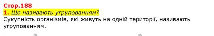 1. Що називають угрупованням? — ГДЗ Природознавство 5 клас Ярошенко