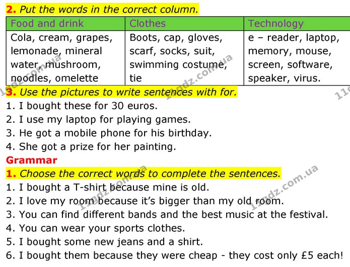 2. Put the words in the correct column. — ГДЗ Англійська мова 6 клас Коста (Prepare 6)