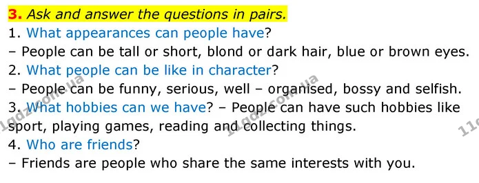 3. Ask and answer the questions in pairs. — ГДЗ Англійська мова 6 клас Карпюк 2023