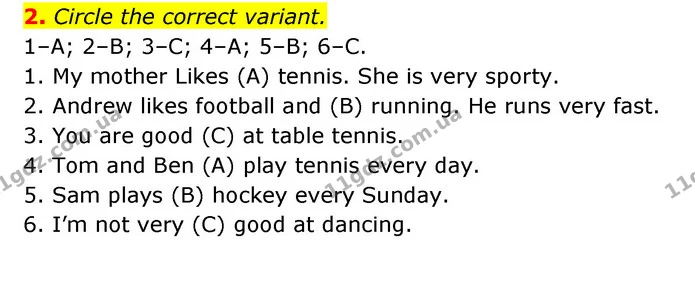 2. Circle the correct variant. — ГДЗ Робочий зошит Англійська мова 5 клас Косован (Дж. Коста)