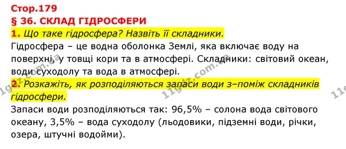 1. Що таке гідросфера? Назвіть її складники. — ГДЗ Географія 6 клас Кобернік (2023)