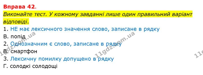 Виконайте тест. У кожному завданні лише один правильний варіант відповіді. — ГДЗ Українська мова 5 клас Літвінова