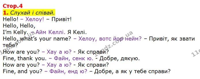 1. Слухай і співай. — ГДЗ Англійська мова 3 клас Мітчелл