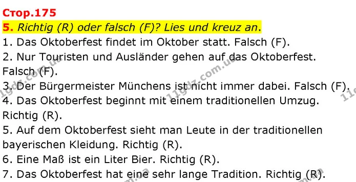 5. Richtig (R) oder falsch (F)? Lies und kreuz an. — ГДЗ Німецька мова 7 клас Басай