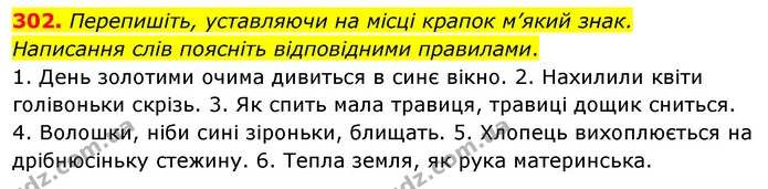 302. Перепишіть, уставляючи на місці крапок м’який знак. — ГДЗ Українська мова 5 клас Глазова 2022