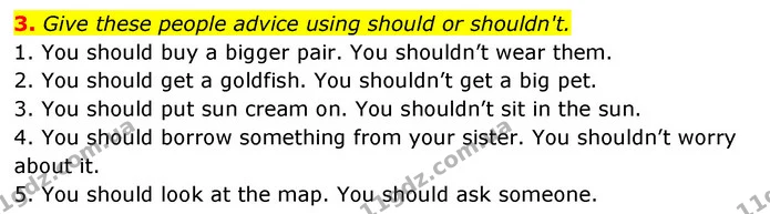 3. Give these people advice using should or shouldn't. — ГДЗ Англійська мова 6 клас Коста (Prepare 6)