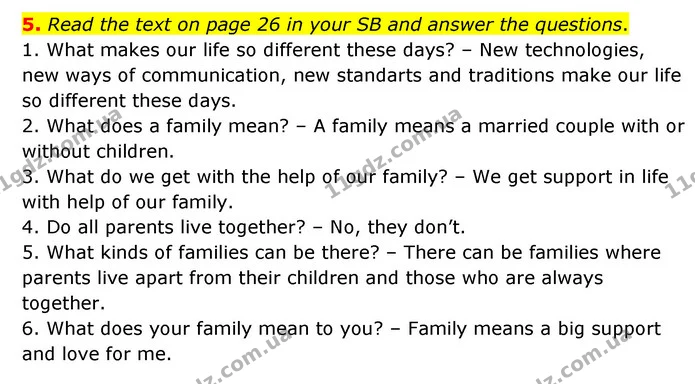 5. Read the text on page 26 in your SB and answer the questions. — ГДЗ Робочий зошит Англійська мова 6 клас Карпюк