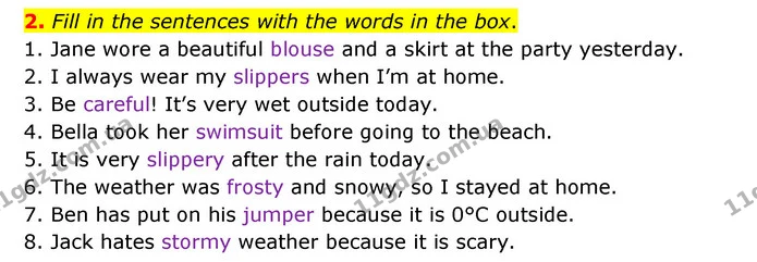 2. Fill in the sentences with the words in the box. — ГДЗ Робочий зошит Англійська мова 5 клас Карпюк