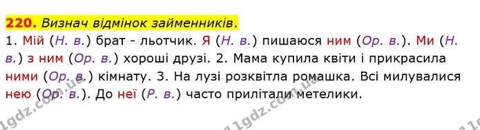 220. Визнач відмінок займенників. — ГДЗ Українська мова та читання 4 клас Коваленко