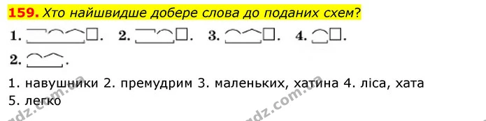 159. Хто найшвидше добере слова до поданих схем? — ГДЗ Українська мова 5 клас Заболотний 2022