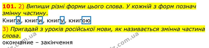 101. 2) Випиши різні форми цього слова. У кожній з форм познач змінну частину. — ГДЗ Українська мова та читання 3 клас Коваленко (1 частина)