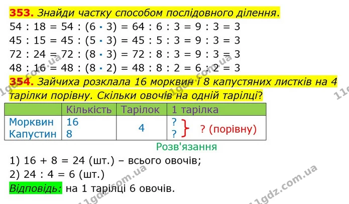 353. Знайди частку способом послідовного ділення. — ГДЗ Математика 3 клас Оляницька 1 та 2 частини