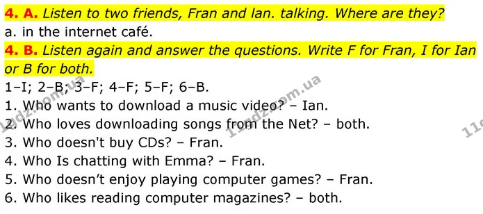 4. A. Listen to two friends, Fran and lan. talking. Where are they? — ГДЗ Англійська мова 6 клас Мітчелл