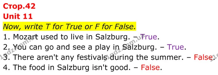 Now, write T for True or F for False. — ГДЗ граматика Англійська мова 7 клас Мітчелл