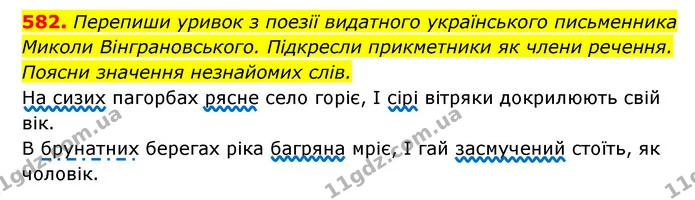 582. Перепиши уривок з поезії видатного українського письменника — ГДЗ Українська мова 6 клас Онатій