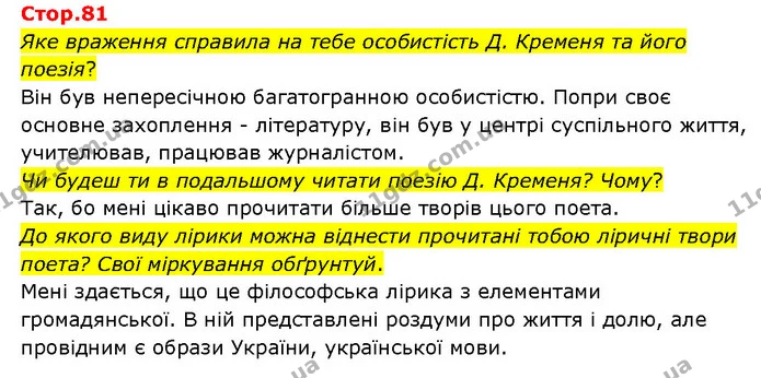 Стор. 81 — 1 — ГДЗ Українська література 6 клас Яценко — ГДЗ Українська література 6 клас Яценко