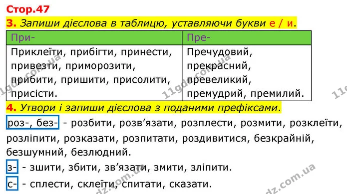 3. Запиши дієслова в таблицю, уставляючи букви е / и. — ГДЗ Робочий зошит Українська мова 4 клас Большакова