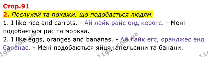 2. Послухай та покажи, що подобається людям. — Англійська мова 1 клас Мітчелл