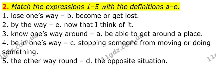 2. Match the expressions 1–5 with the definitions a–e. — ГДЗ Англійська мова 8 клас Мітчелл