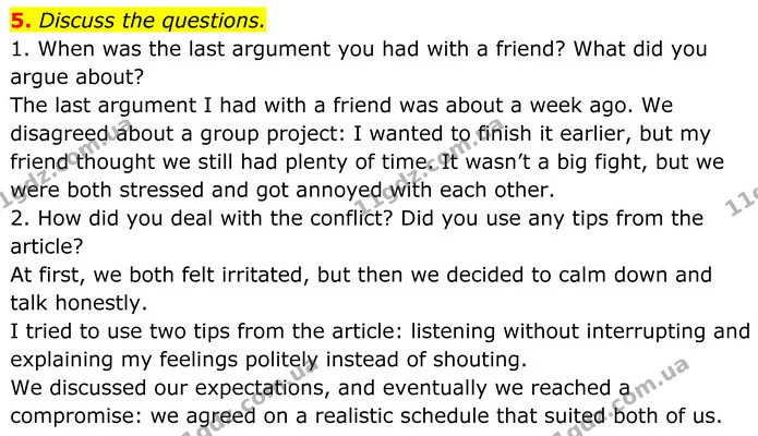 5. Discuss the questions. — ГДЗ Англійська мова 8 клас Стайрінг (Prepare)