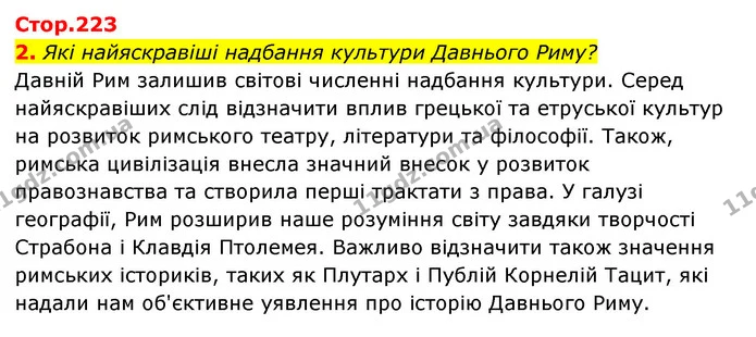 2. Які найяскравіші надбання культури Давнього Риму? — ГДЗ Історія України Всесвітня історія 6 клас Бандровський